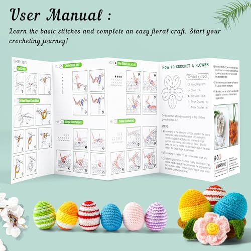 INSCRAFT Crochet Yarn Kit for Beginners Adults and Kids, Includes 1650 Yards 30 Colors Acrylic Skeins, User Manual, Hooks, Dark Grass Bag etc, Make Amigurumi & Projects, Starter Set for Professionals - Image 5