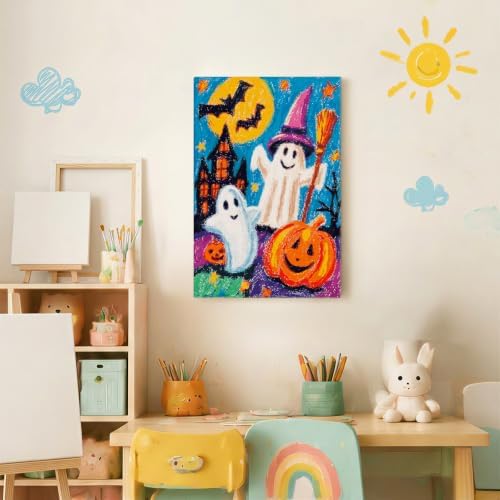 Spandrel Cute Halloween Ghost Paint by Number Kits for Kids & Adults, Pumpkin Paint by Number Kits on Canvas, DIY Acrylic Oil Halloween Painting by Numbers Gitfs for Home Wall Decor, 8x12in - Image 3