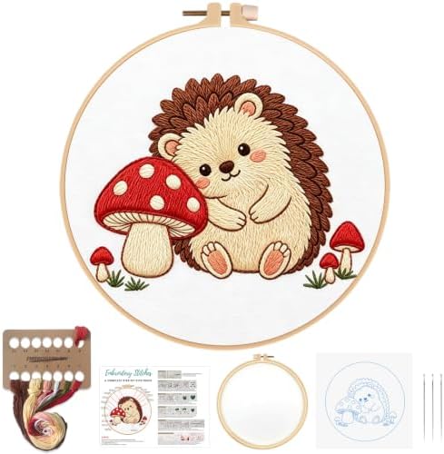 Nuberlic Embroidery Kit for Beginners Stamped Hedgehog Needlepoint by Nuberlic