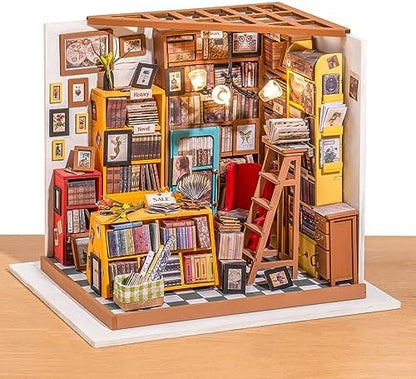 ROBOTIME DIY Miniature House Kit Miniature Dollhouse Kit Tiny House Kit for Adults Library House Kits Best Birthday Gifts for Teens(Sam's Study) by ROBOTIMEBuildingThingstoLife