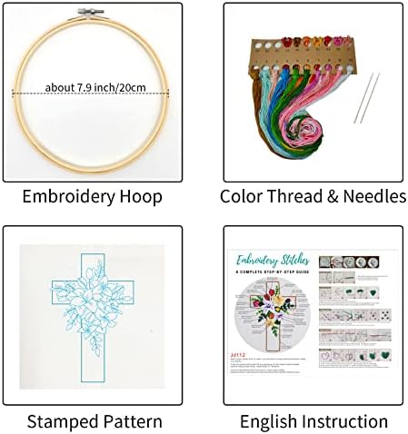 Louise Maelys Cross Lily Embroidery Kit for Beginners, Easter Jesus Pattern - Image 2