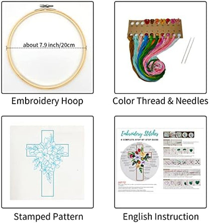 Louise Maelys Cross Lily Embroidery Kit for Beginners, Easter Jesus Pattern - Image 2