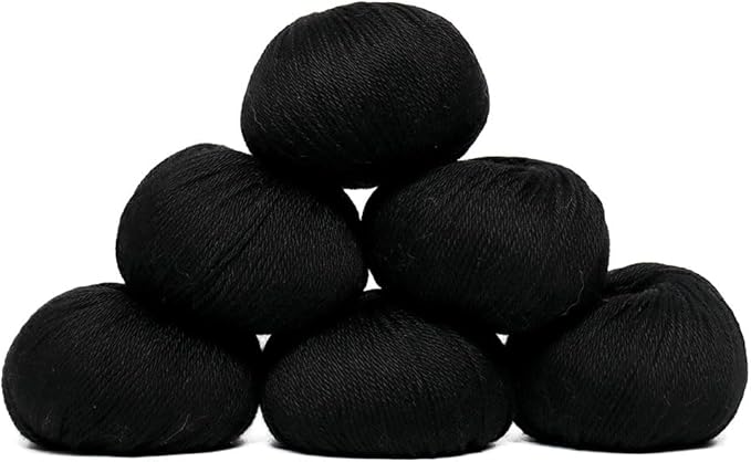 100% Baby Alpaca Yarn Wool Set of 6 Skeins (300 Grams) DK Weight - Made in Peru - Heavenly Soft and Perfect for Knitting and Crocheting (Black, DK - 6 Skeins)