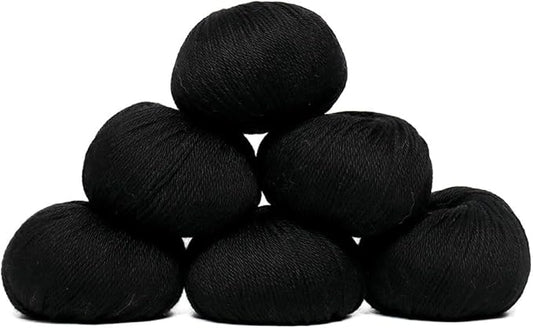 100% Baby Alpaca Yarn Wool Set of 6 Skeins (300 Grams) DK Weight - Made in Peru - Heavenly Soft and Perfect for Knitting and Crocheting (Black, DK - 6 Skeins)