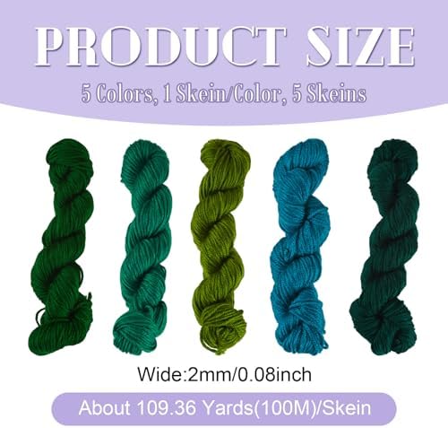 Cheriswelry 5 Skeins Acrylic Fiber Yarn for Weaving Knitting Crochet 2mm Green Theme Soft Craft Sewing Cord Threads Multicolor Skeins Yarn kit for Beginners Adults - Image 4