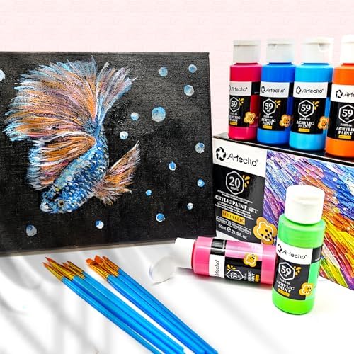 Artecho Acrylic Paint Set 20 Metallic Colors 2oz/59ml with 10 Brushes - Image 6