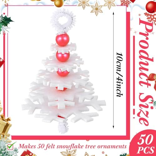 Buryeah 50 Sets White Snowflake Layered Christmas Tree Ornament Craft Kit - Image 2