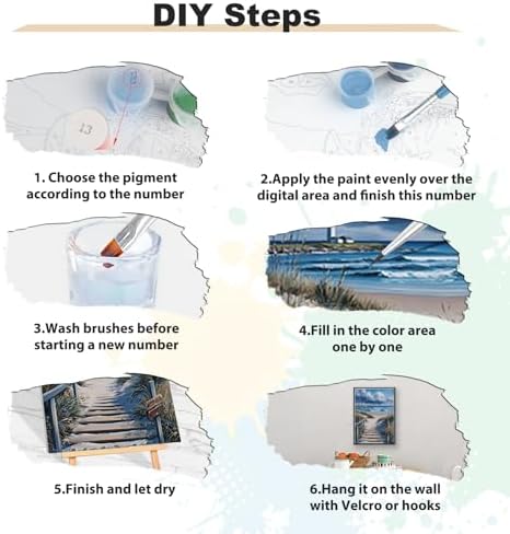 EOBROMD Framed Paint by Numbers Kits for Adults with Wooden Easel, Landscape Seaside DIY Paint by Numbers for Adults Beginner, Painting on Stretched Canvas, Home Decor Gift 10x14 Inch - Image 5