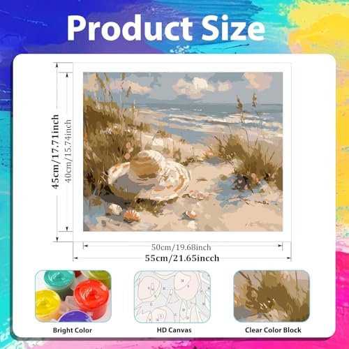 xcemhil Beach Paint by Numbers Kit for Adults Beginner, Beach Paint by Numbers for Adult, Acrylic Paint by Number Kits Suitable for Home Wall Art Decor Gifts 16x20 Inch - Image 4