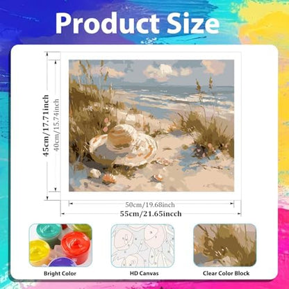 xcemhil Beach Paint by Numbers Kit for Adults Beginner, Beach Paint by Numbers for Adult, Acrylic Paint by Number Kits Suitable for Home Wall Art Decor Gifts 16x20 Inch - Image 4