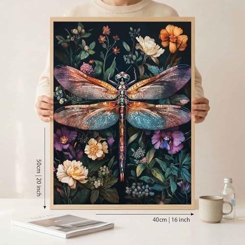 Amphol DIY Paint by Numbers Kit for Adults Beginner - 16”x20” Vintage Dragonfly DIY Paint by Numbers on Canvas, Oil Painting Kit for Home Decor, Creative Stress Relief Art Project (Without Framed) - Image 6