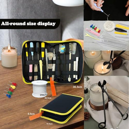 31PCS Wick Kits for Candle Making Wicks Inserting Nursing with Storage Bag Large Hole Needles for Silicone Candle Mold Hook Eye Punch Needle,7in Wicks Trimmer & Dipper,Wick Roll 200 Ft ect - Image 3