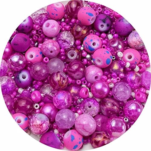 Assorted Glass Resin Beads Multi Size Colors Smooth Cracked Gravel Millet Spacer Beads for Bracelets Necklace Earring DIY Jewelry Making Craft(Rose Red Series) by ChooseBeadsChooseHonkoolly