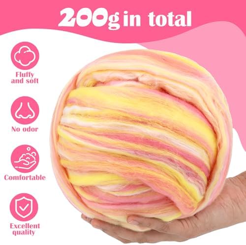 7.02 oz Colored Wool Roving Felting Wool Bulk Needle Felting - Image 2