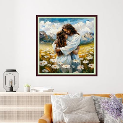 Dooxvey Cross Stitch Kits for Adults Beginners,Full Range of Cross-Stitch Stamped Kits Needlepoint Kits for Beginners Embroidery Kits 11CT Cross Stitch Patterns-Embrace of Jesus 18x18 inch - Image 2