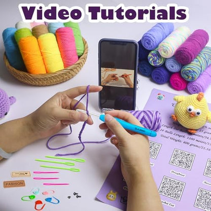 Lewhoo Crochet Kits for Beginner, 25g×24 Yarn Bundles - Image 5