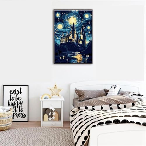 AALBLAC Magic Castle Paint by Numbers Kit for Adults Beginner - Starry Night Castle Paint by Numbers Canvas, DIY Abstract Landscape Oil Painting for Gift Home Wall Decor 16x20inch - Image 5