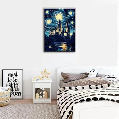 AALBLAC Magic Castle Paint by Numbers Kit for Adults Beginner - Starry Night Castle Paint by Numbers Canvas, DIY Abstract Landscape Oil Painting for Gift Home Wall Decor 16x20inch - Image 5
