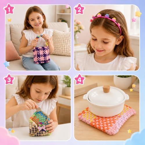Weaving Loom Kit for Kids - DIY Potholder Craft Loops Set Girls Age 6-12 - Image 3