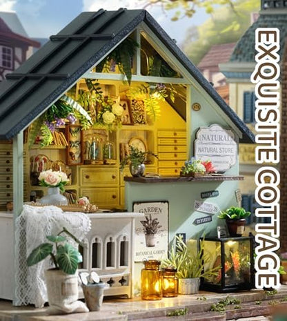 Spilay DIY Miniature Dollhouse Kit with Wooden Furniture,DIY Dollhouse Kit,1:24 Scale Creative Room for Romantic Valentine's Gift (Plants Studio) - Image 7