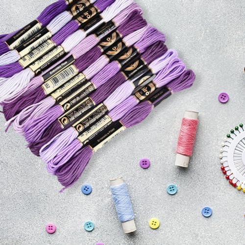12 Skeins 6 Strands Purple Embroidery Floss String for Knitting - Image 7