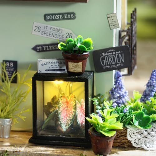 MAGQOO DIY Miniature Dollhouse Kit with Furniture Creative Room Mini Wooden Doll House Accessories DIY Doll House Room Box(Green Plant Studio) - Image 4