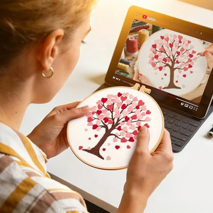 Love Heart Tree Embroidery Kits for Beginners Adults, Valentine's Day Hand Embroidery Kits, Cross Stitch Kits for Adult Anniversary Valentine's Gift, Entire Set of Embroidery Supplies & Video Tutorial - Image 3