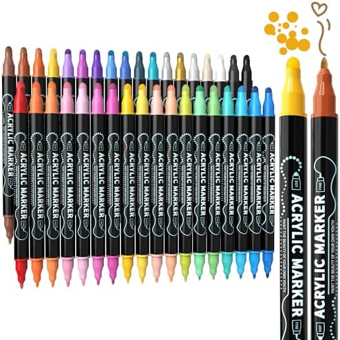 nauets 36 Colors Precision Dual Tip Acrylic Paint Markers Pens - Dot & Fine by nauets