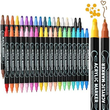 nauets 36 Colors Precision Dual Tip Acrylic Paint Markers Pens - Dot & Fine by nauets
