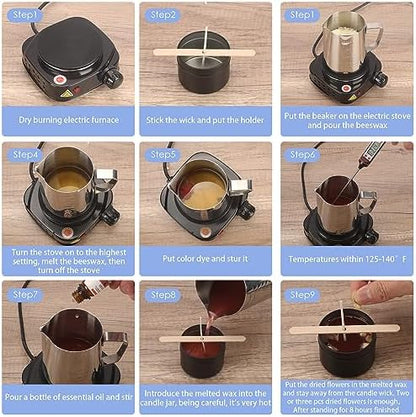 Haccah Complete Candle Making Kit with Wax Melter,Candle Making Supplies,DIY Arts&Crafts Kits Gift for Kids,Beginners,Adults,Including Soy Wax, Electronic Stove,Wicks,Rich Scents, Etc. - Image 6