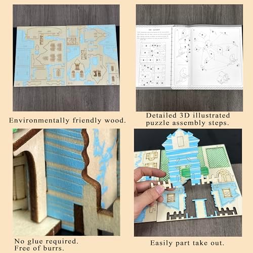 Log Cabin 3D Wooden House Puzzle,DIY Mini Building Model Kit，010 - Image 3