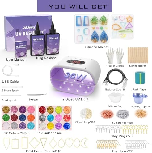 Akisey UV Resin Kit with Light & UV Resin Jewelry Making Kit - Image 5