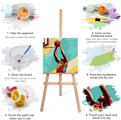 Lxmsja 4 Pack International Unified Sports Paint by Numbers Kit for Adults, Easy Framed Paint by Numbers for Adults Beginner, DIY Acrylic Oil Painting Craft Kits for Home Wall Decor 8x8 inch - Image 7