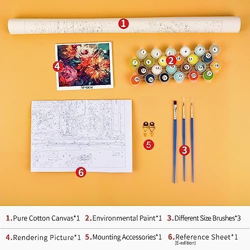 TUMOVO Paint by Number, Flowers Paint by Numbers for Adults Beginner, Chrysanthemum Oil Painting by Numbers on Canvas, Modern Painting Kit with Brushes and Pigment, 16x20 Inch - Image 3