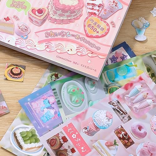 1300+ Pcs Japanese Sticker Book- Aesthetic Cute Y2K Retro Sticker Book - Japanese Stationery Stickers for Scrapbooking, Journals, Planners, Water Bottles & Junk Journal Supplies - Image 6