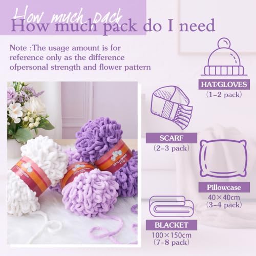 Threlaco 6 Skeins Loop Yarn for Finger Knitting, White, Purple - Image 4