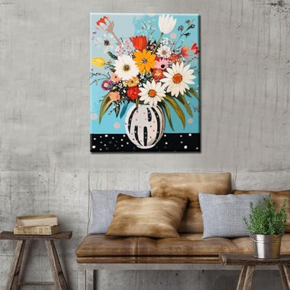 Tucocoo Abstract Flowers in Vase Oil Painting Paint by Number Kits 16 x 20 inch Canvas Colorful Flowers DIY Oil Painting for Kids Students Adults Beginner with Brushes and Acrylic Pigment (DIY Frame) - Image 4