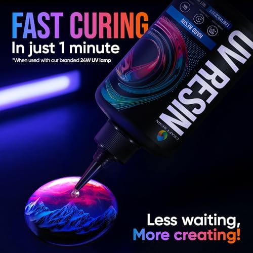 CRAFT RESIN 1000g UV Resin Kit Hard Type Low Viscosity – Crystal Clear and No-Yellowing UV Resin Glue for DIY, Jewelry Making, Molds Casting and Polymer Clay Projects - Fast Cure Under UV Light - Image 3