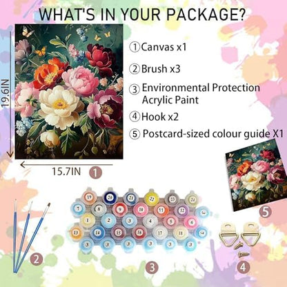 Arttoplus Flowers Paint by Numbers Kit for Adults Beginner 16x20 inch - Image 2