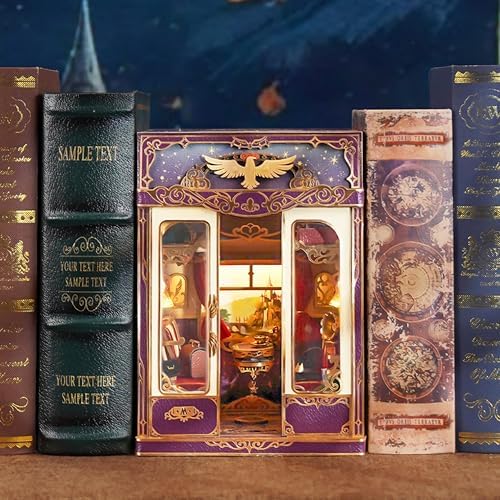 Tonecheer DIY Book Nook Kit for Adults, Miniature Infinity Train Cabin Magical Vintage Carriage Model, Wooden 3D Puzzle Dollhouse Booknook Decorative Bookend Gifts (Magical Journey) - Image 6