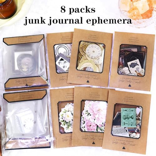 CATaireen Vintage Junk Journal Items Kit Pre Cut Paper Cards Cutout Cardstock Art Aesthetic Decor Hollow Out Craft Elements Small Embellishments Supplies for Adults Scrapbook Pack (All Collection) - Image 2
