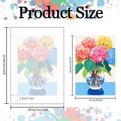 Colorful Flowers Paint by Number for Adults, Hydrangea in Glass Vase DIY Oil Painting Kits on Canvas and Acrylic Pigment, 6 Packs Adults Paint by Numbers for Gift Home Decor 8x12 Inch (Frameless) - Image 3