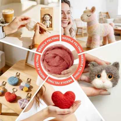 3.4oz Needle Felting Wool Red-Brown for DIY Needle Craft Enthusiasts - Image 5