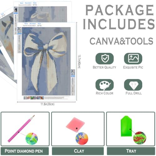 sdfkmlcdl Blue Western Cowgirl Diamond Art Kits for Adults, Rustic Country Cowgirl Boots Horse Bow Full Drill Diamond Painting Kits for Adults Beginners 4 Pack, 12x16 Inch - Image 3