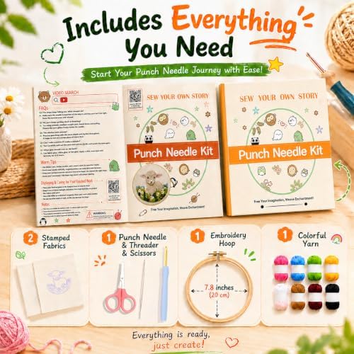Punch Needle Kit for Beginners – Calf Punch Stitching Kit for Adults, DIY Needle Punch Kits for Art Crafts, Ideal for All Ages, Perfect for Festival Decorations & Gifts - Image 2