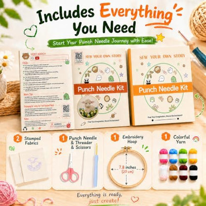 Punch Needle Kit for Beginners – Calf Punch Stitching Kit for Adults, DIY Needle Punch Kits for Art Crafts, Ideal for All Ages, Perfect for Festival Decorations & Gifts - Image 2