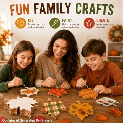 MAQIHAN Wooden Maple Leaf Craft Kit 30 Pcs - Paintable Thanksgiving Decor - Image 3