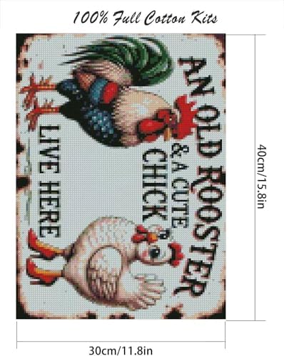MjhRcll Chicken Stamped Cross Stitch Kits,Chicken Embroidery Starter Kit for Adult Beginners,Animals Cross Stitch Kits for Adults 12×16 Inch - Image 2