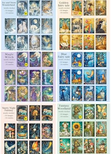 Large 6 Sets 60 Sheets Washi Vintage Stickers Book Kit for Journaling - Image 3