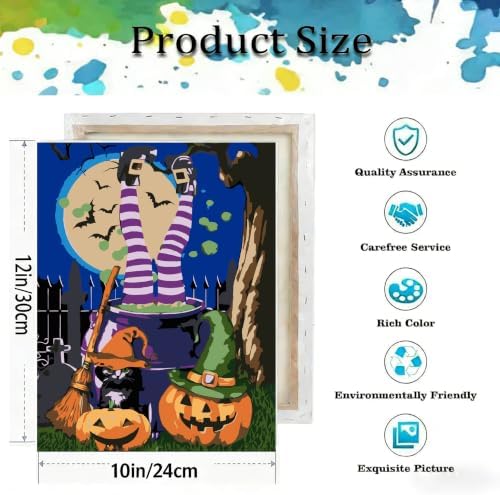 TCDZMYGS Halloween Paint by Numbers Kit for Adults-Witch,with Frame 10x12In - Image 3